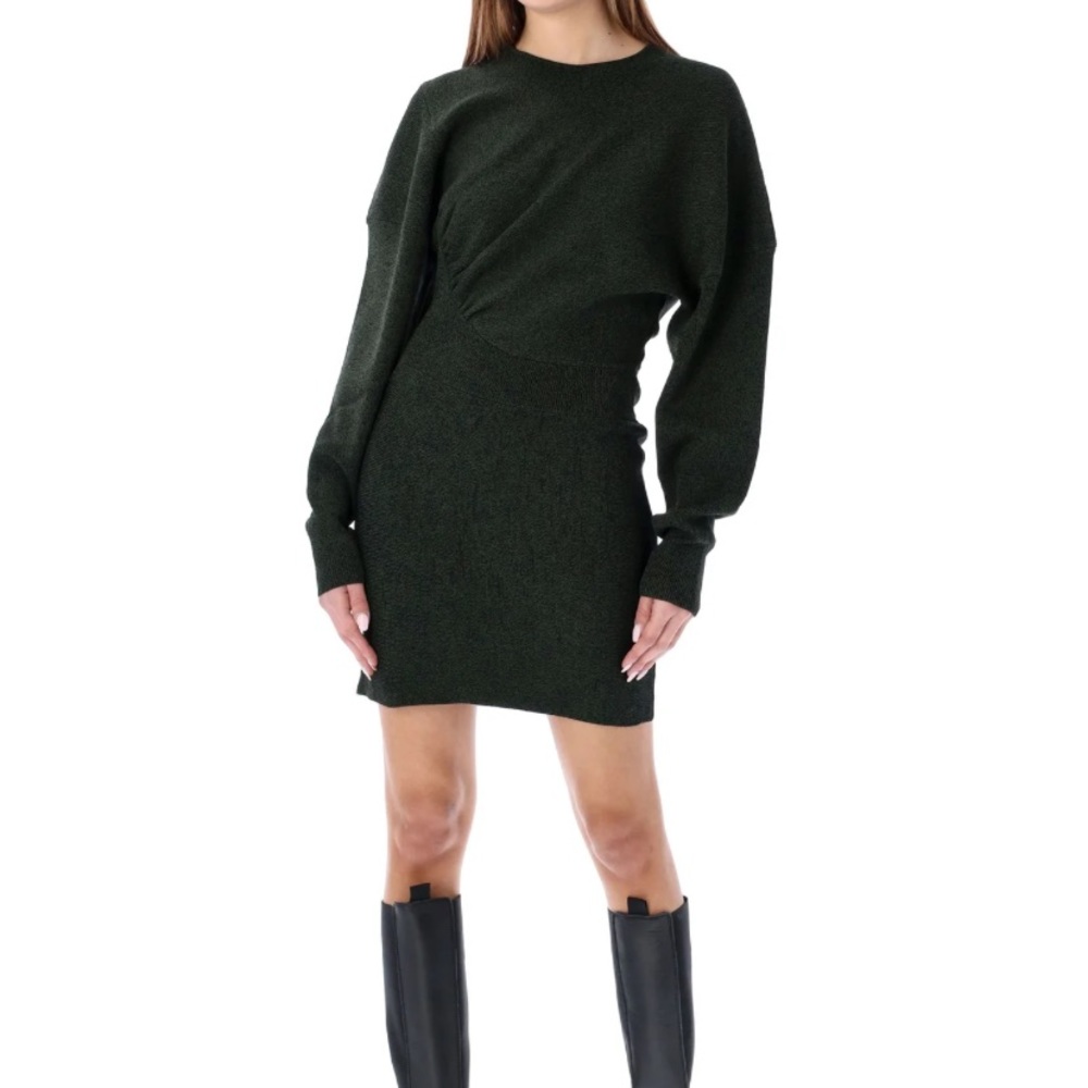 Ganni knit dark green dress, size L